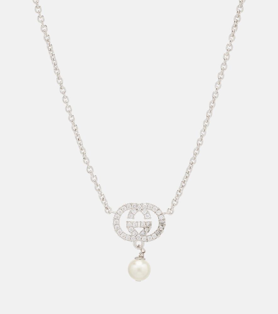 gucci interlocking g embellished pendant necklace