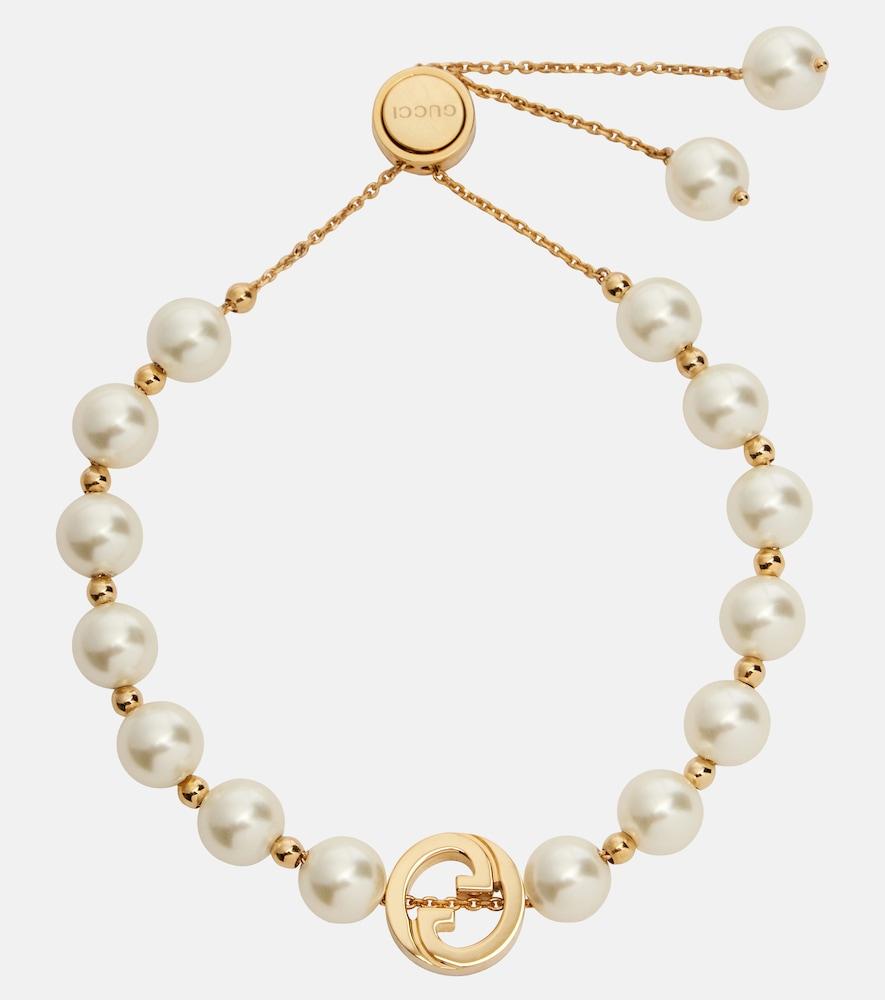 gucci interlocking g faux pearl bracelet