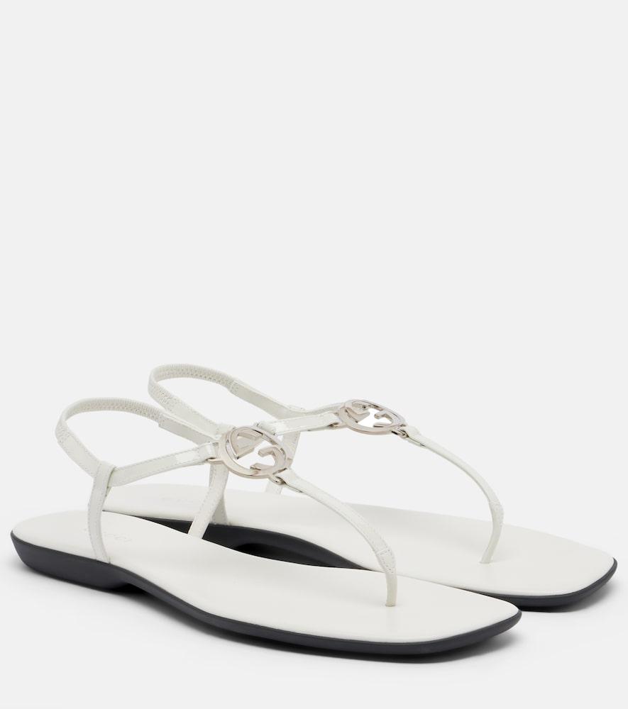 gucci interlocking g leather patent thong sandals