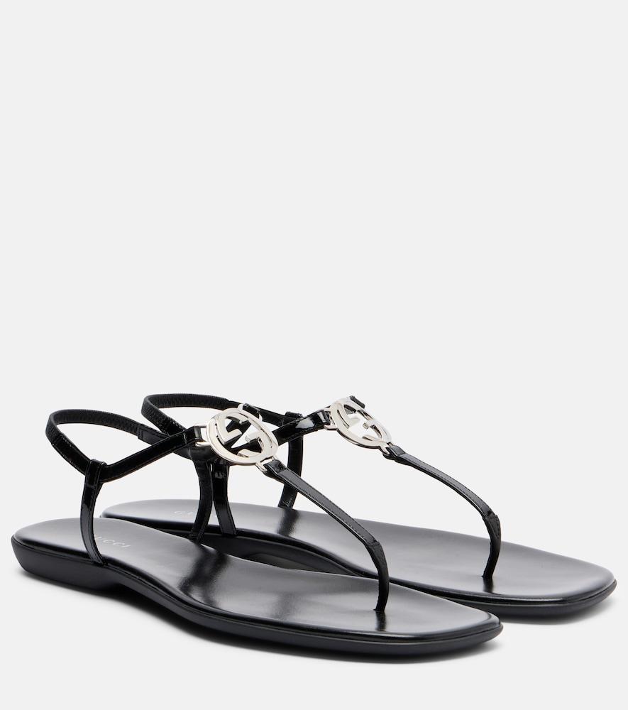 gucci interlocking g leather thong sandals