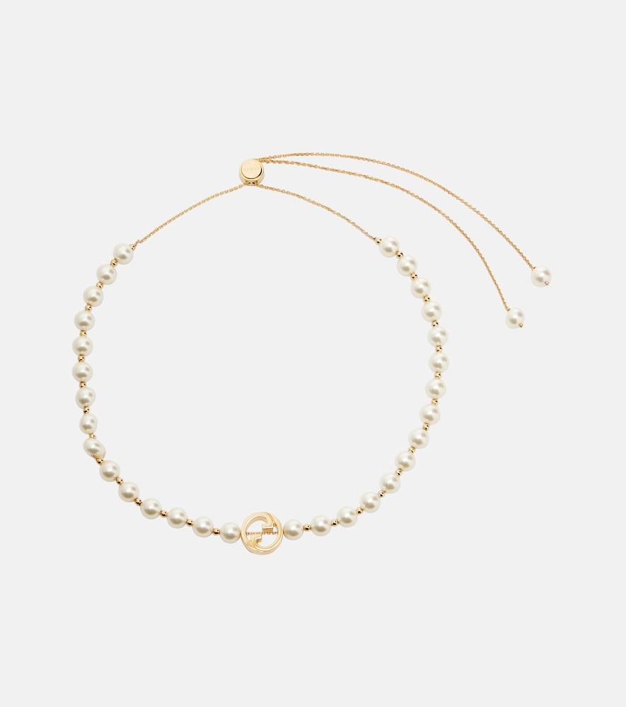gucci interlocking g pearl necklace