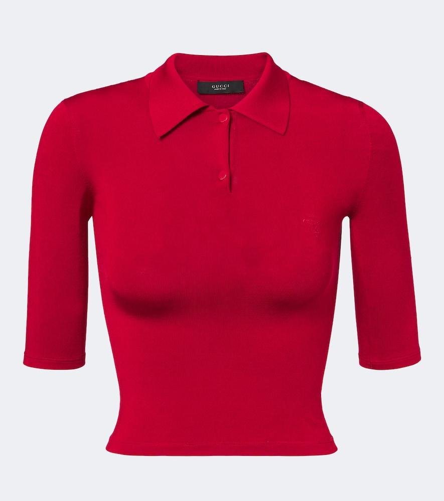 gucci knitted silk-blend polo sweater