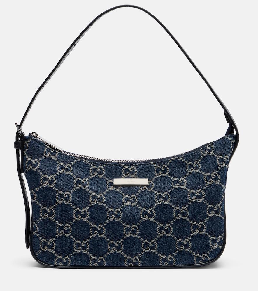 gucci lady lunetta small gg denim shoulder bag
