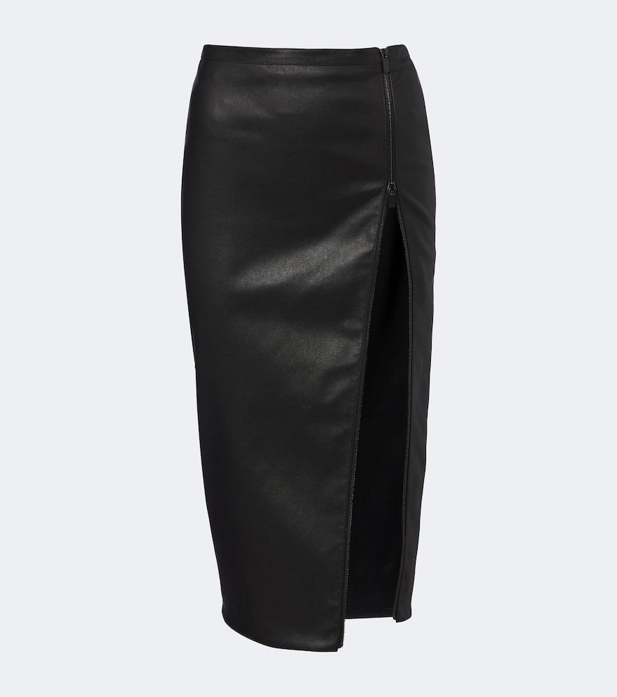 gucci leather midi skirt