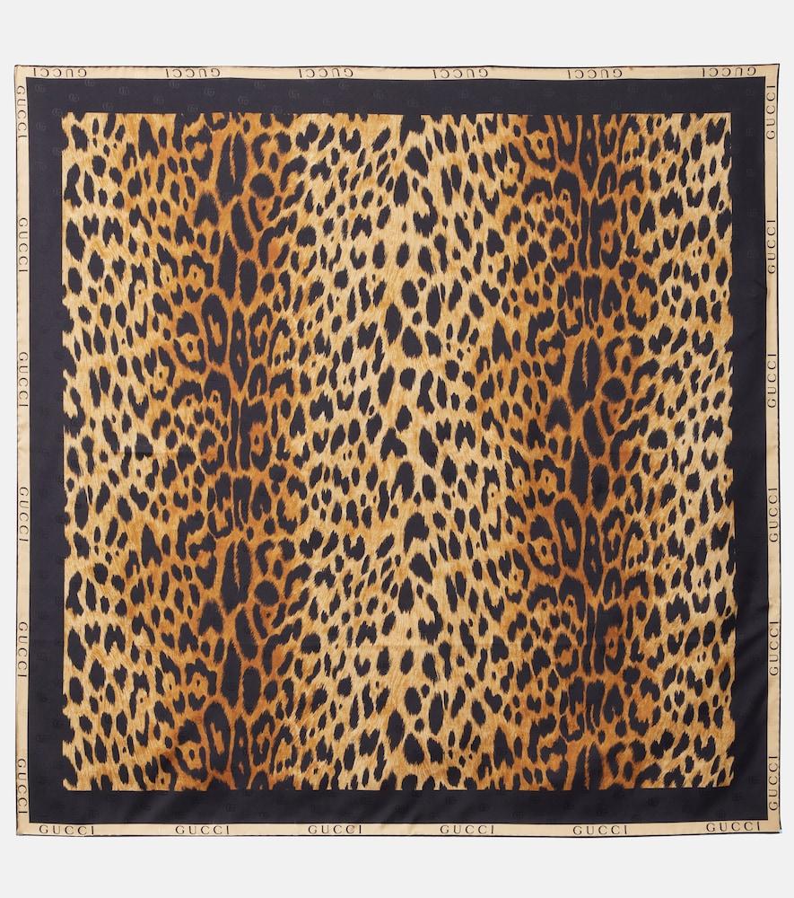 gucci leopard-print silk twill scarf