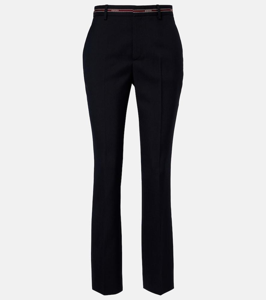 gucci logo wool straight pants
