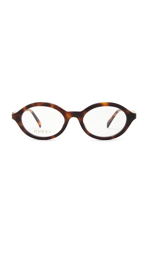 gucci oval eyeglasses in brown.