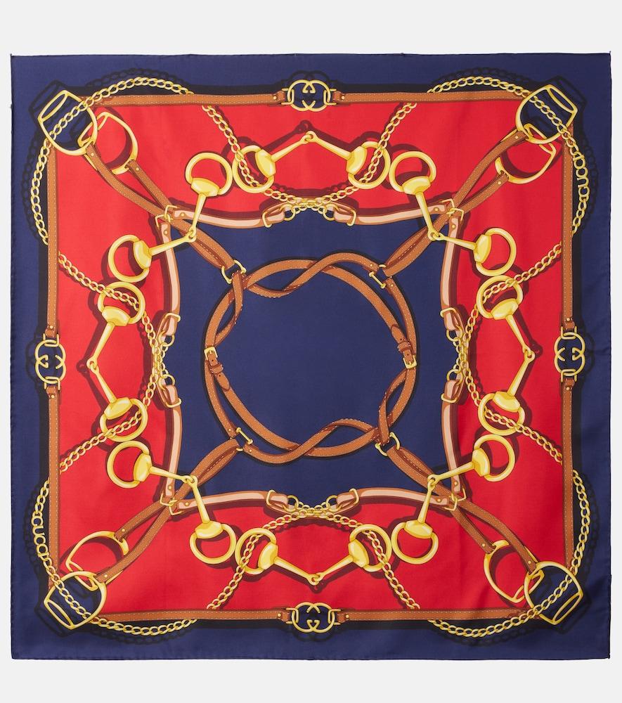 gucci printed reversible silk twill scarf