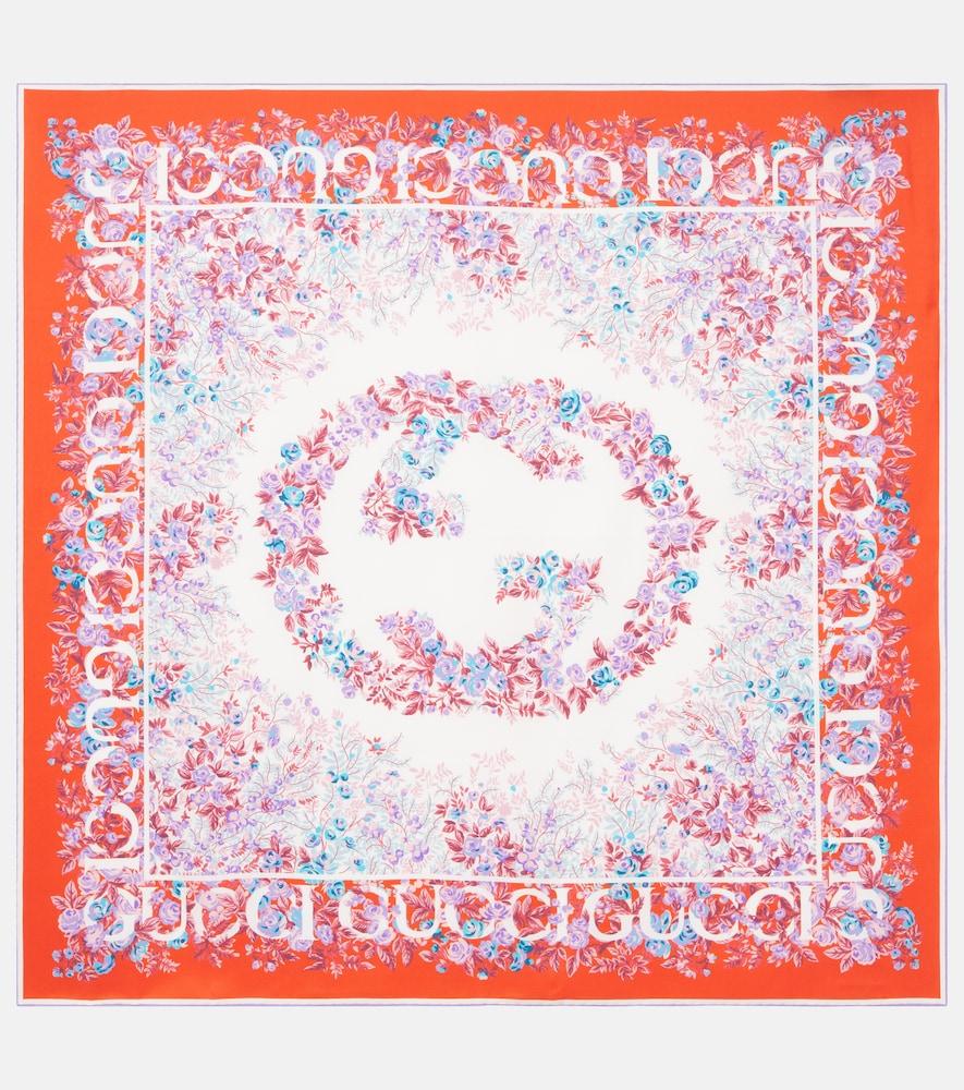gucci printed silk twill scarf