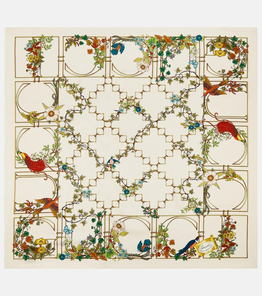 gucci printed silk twill scarf