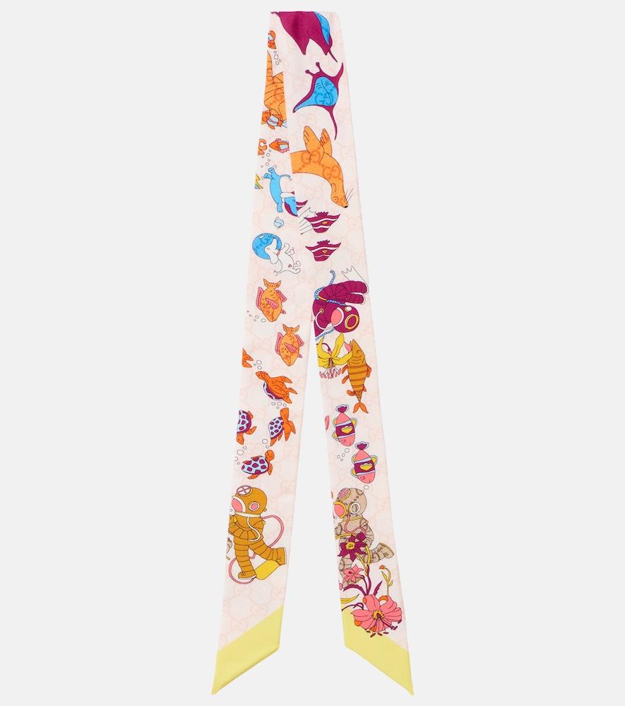 gucci printed silk twill scarf