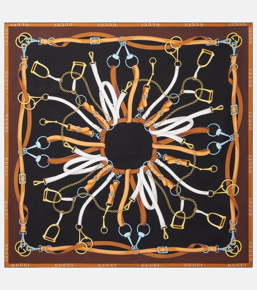 gucci printed silk twill scarf