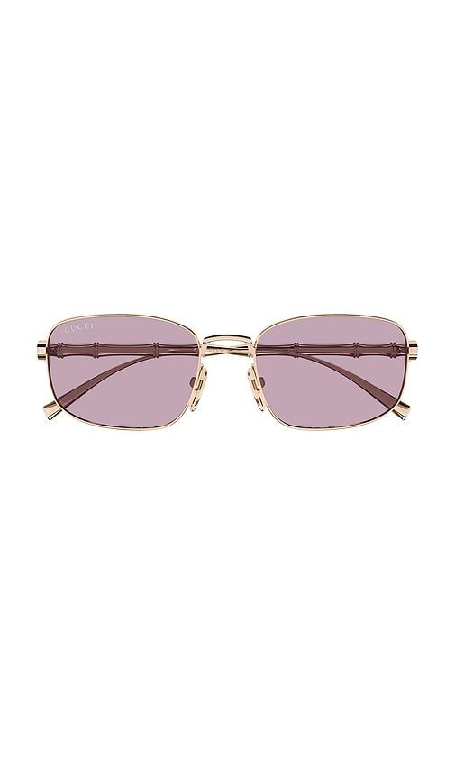 gucci rectangular sunglasses in pink.
