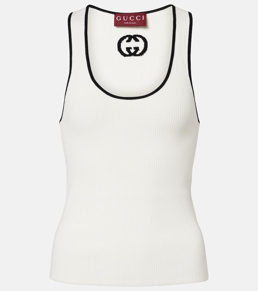 gucci ribbed-knit cotton-blend tank top