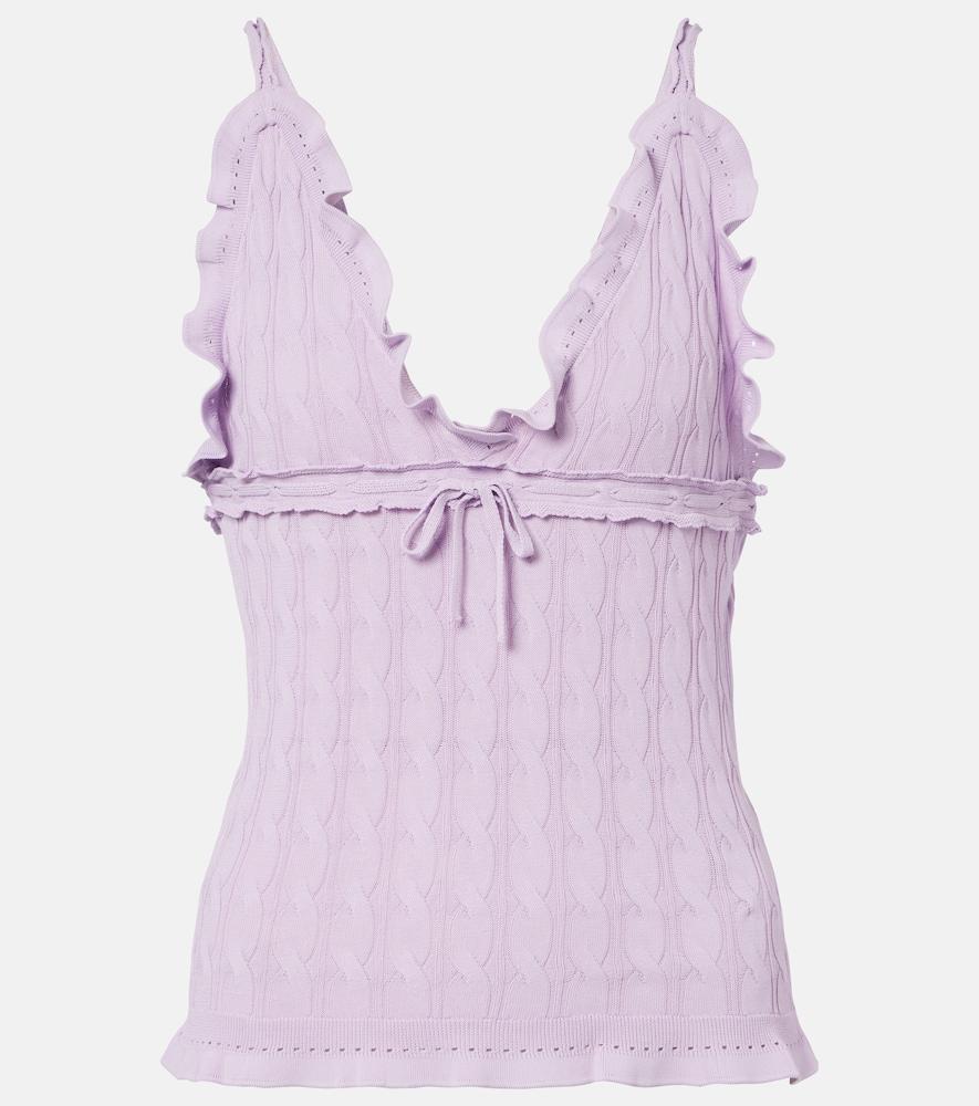 gucci ruffled cable-knit top