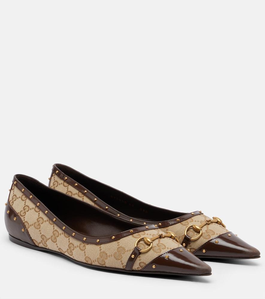 gucci savoy horsebit gg canvas ballet flats