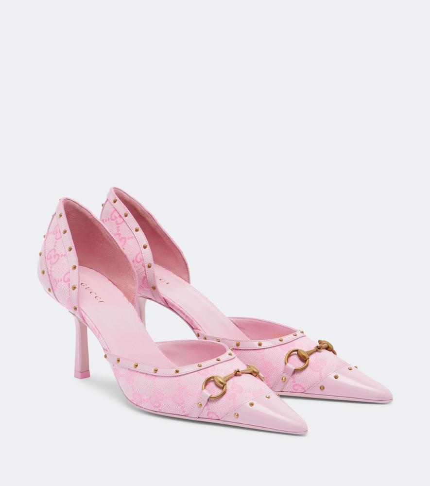 gucci savoy horsebit gg canvas pumps