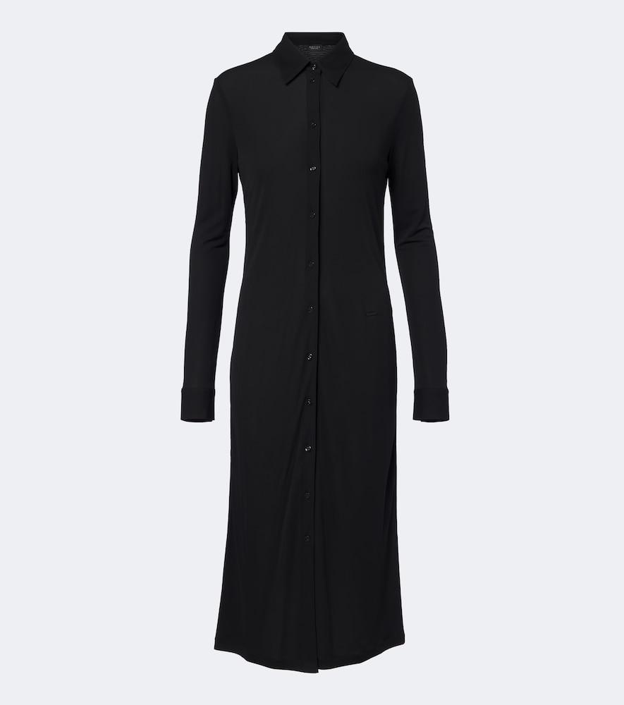 gucci semi-sheer crêpe jersey shirt dress