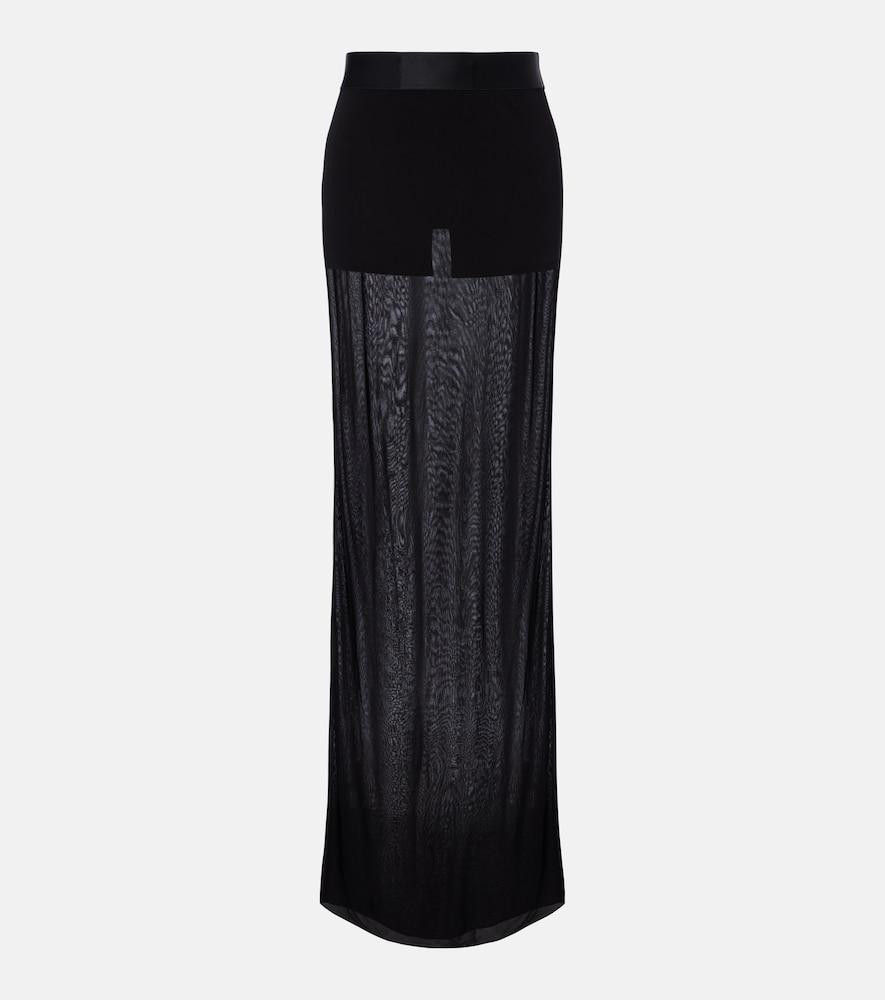 gucci semi-sheer crêpe maxi skirt