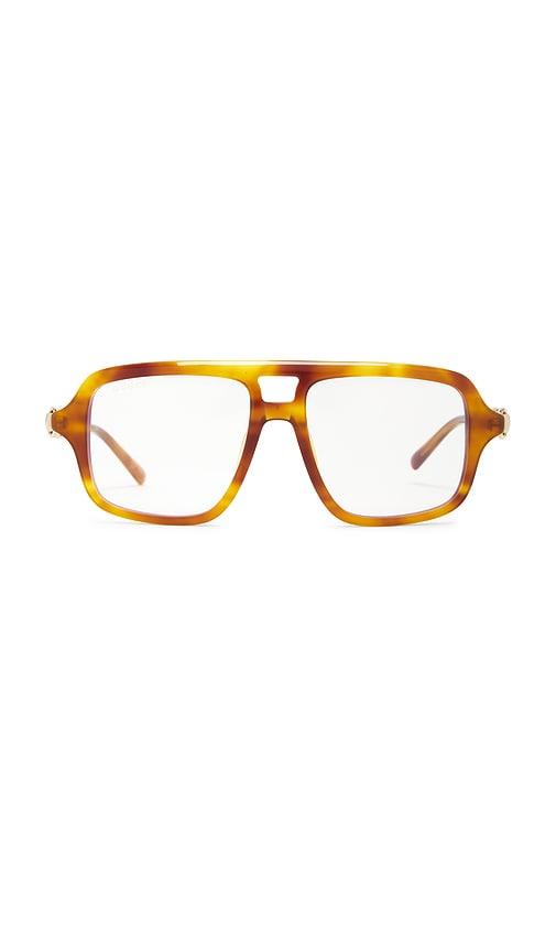 gucci shield eyeglasses in brown.