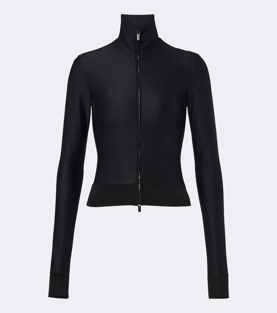 gucci silk-blend zip-up top