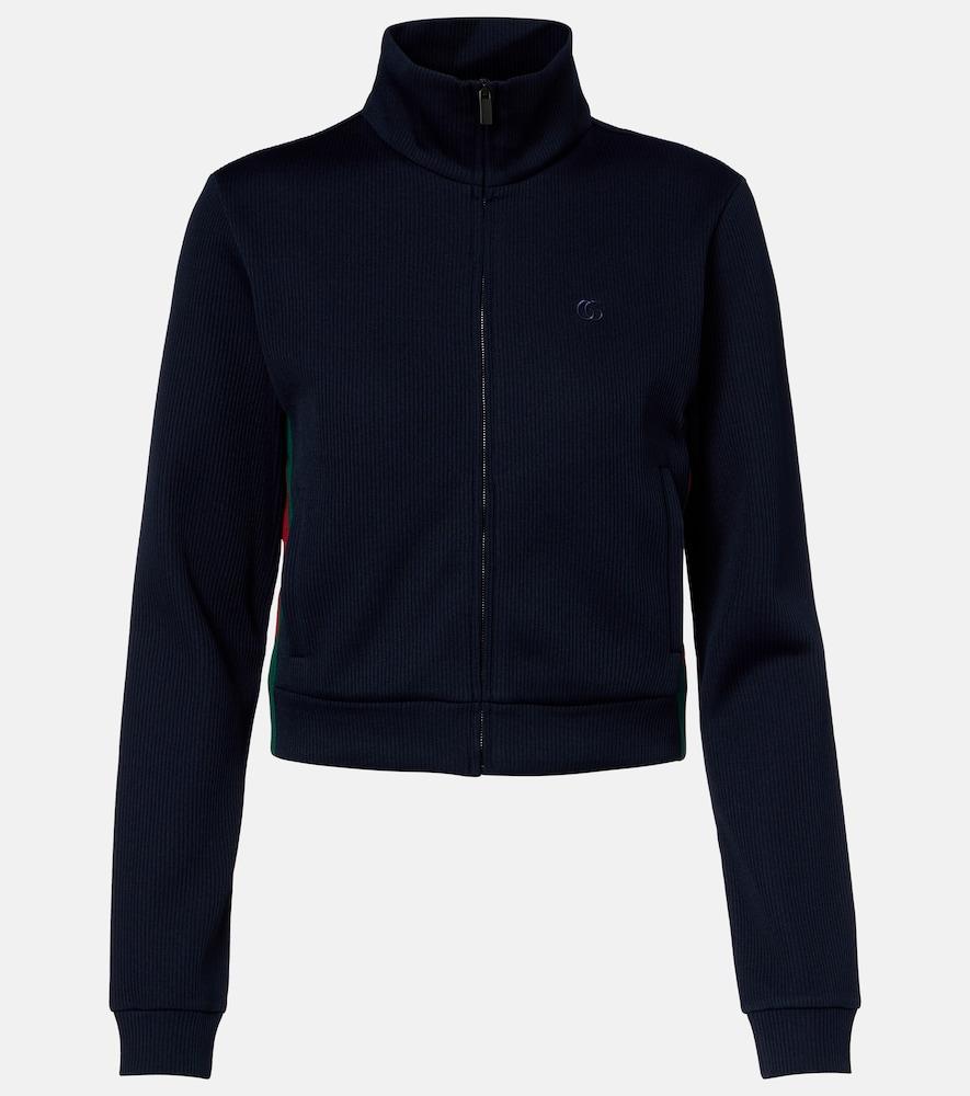 gucci web stripe jersey zip-up sweatshirt