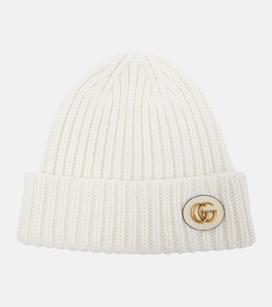 gucci wool and cashmere leather-trimmed beanie