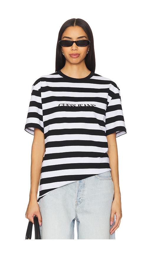 guess jeans striped tee in white. - size m (also in s)