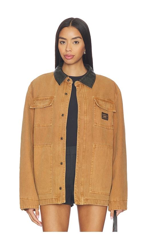 guess originals filled shirt jacket in brown. - size s (also in xl/1x)