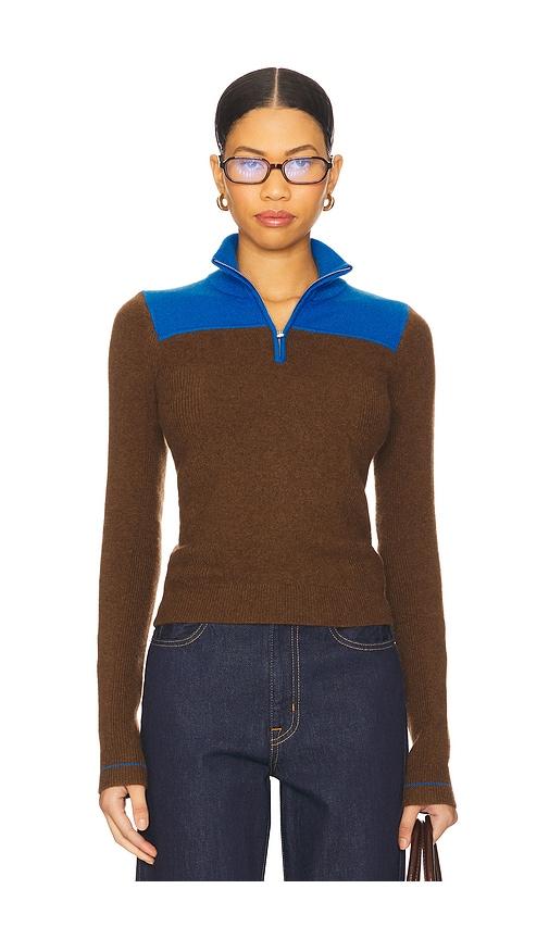guest in residence alpine half zip sweater in brown,blue. - size s (also in xs)
