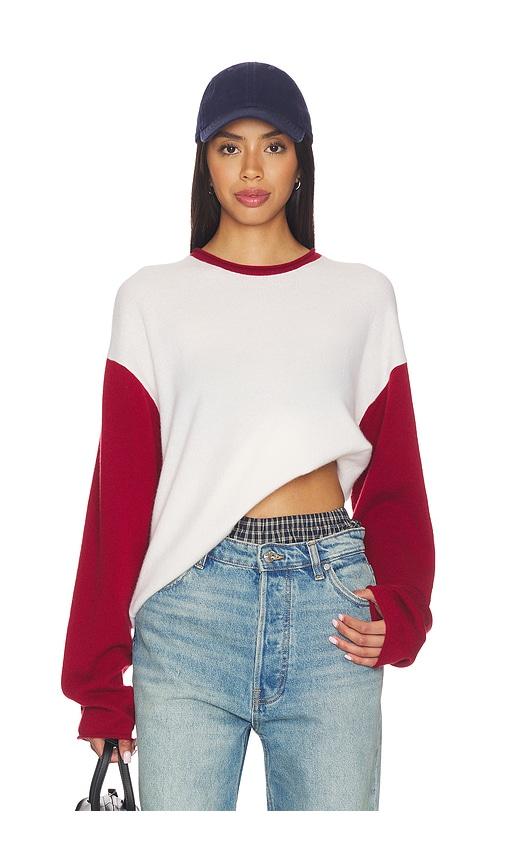 guest in residence baseball oversized crew in cream,red. - size l (also in m, s, xs)