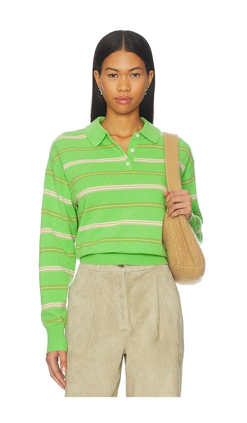guest in residence collegiate stripe polo in green. - size l (also in s, xs, m)