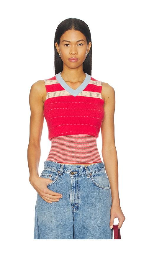 guest in residence collegiate stripe vest in red. - size m (also in s, xs)