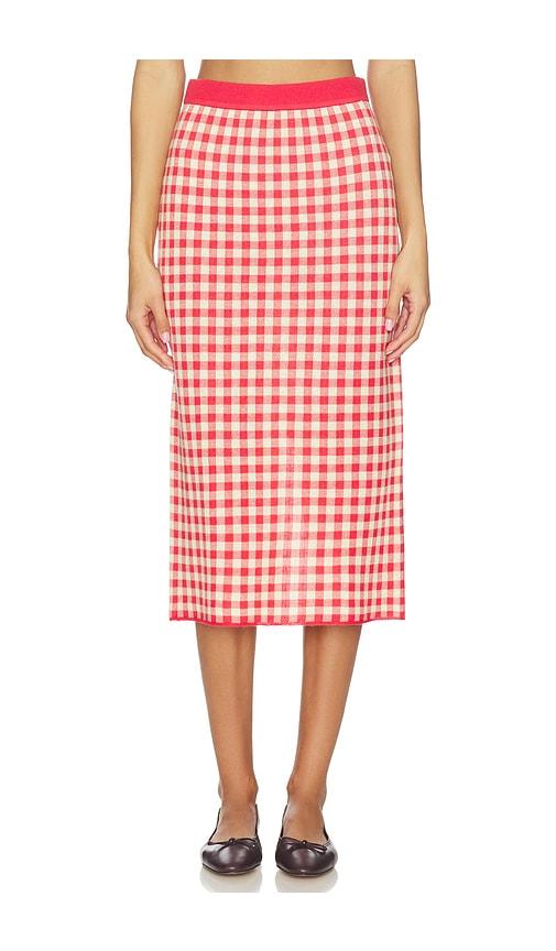 guest in residence gingham long skirt in red. - size s (also in xs)