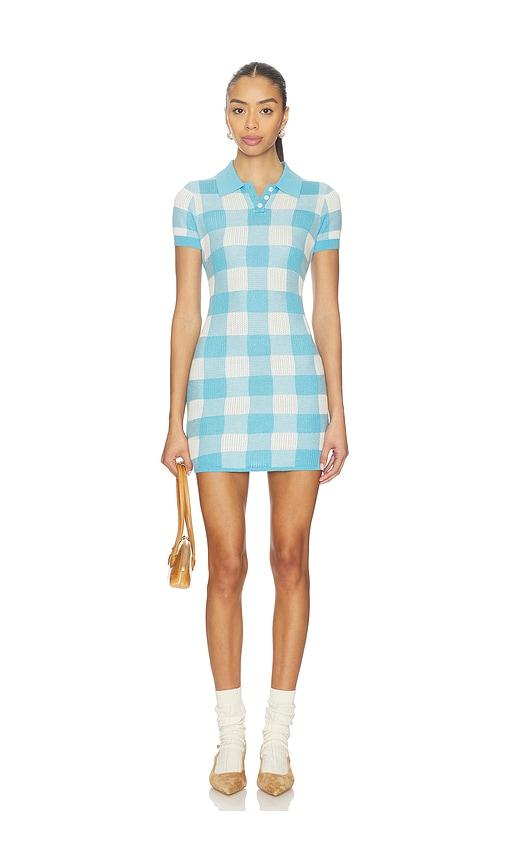guest in residence gingham polo dress in blue. - size l (also in s, xs, m)