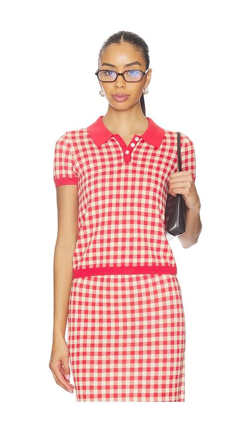 guest in residence gingham shrunken polo in red. - size m (also in s)