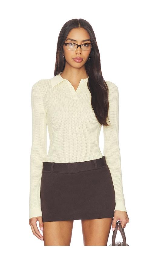 guest in residence long sleeve shrunken polo in lemon. - size xl (also in xs)