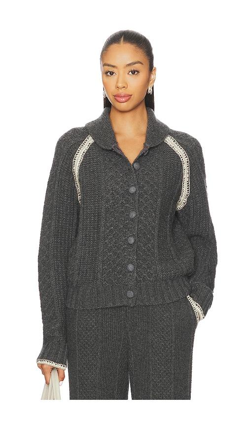 guest in residence marlowe cable cardigan in charcoal. - size s (also in xl)