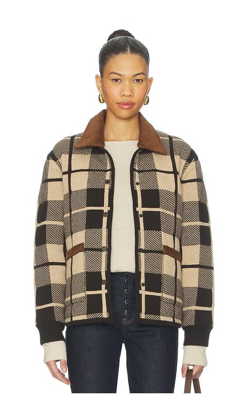 guest in residence quilted plaid liner jacket in brown. - size m (also in s)