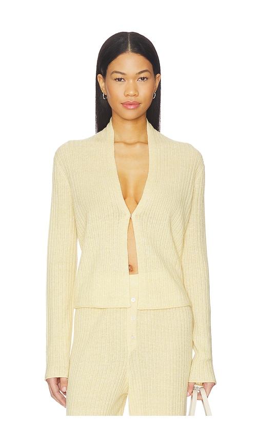 guest in residence rib stealth cardigan in lemon. - size m (also in s, xs)