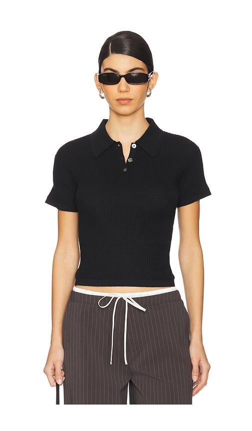 guest in residence shrunken polo top in black. - size l (also in xs)