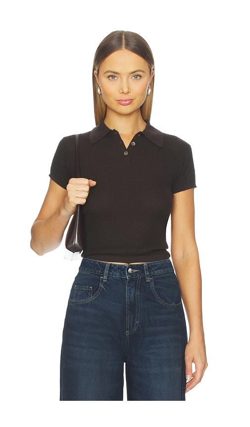 guest in residence shrunken polo top in chocolate. - size l (also in xl)