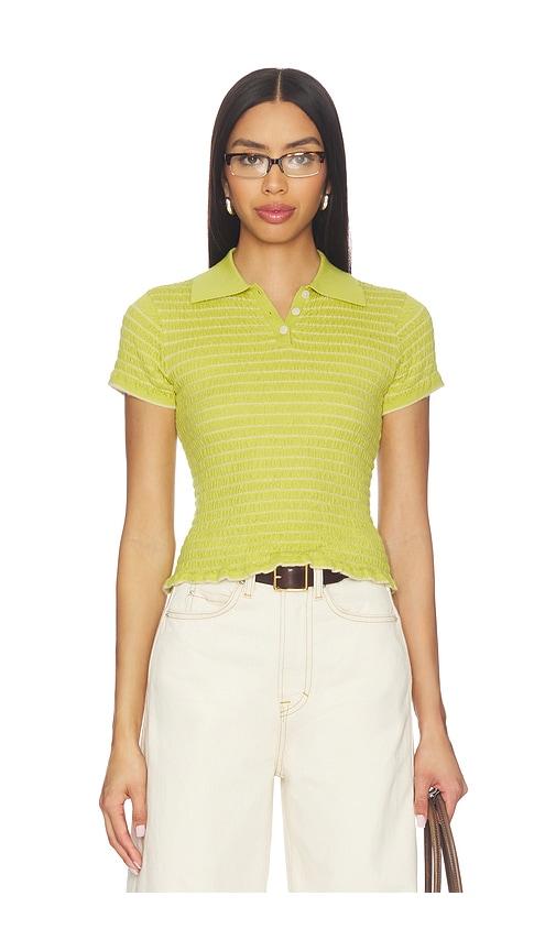 guest in residence smocked shrunken polo in green. - size l (also in m, s, xs)