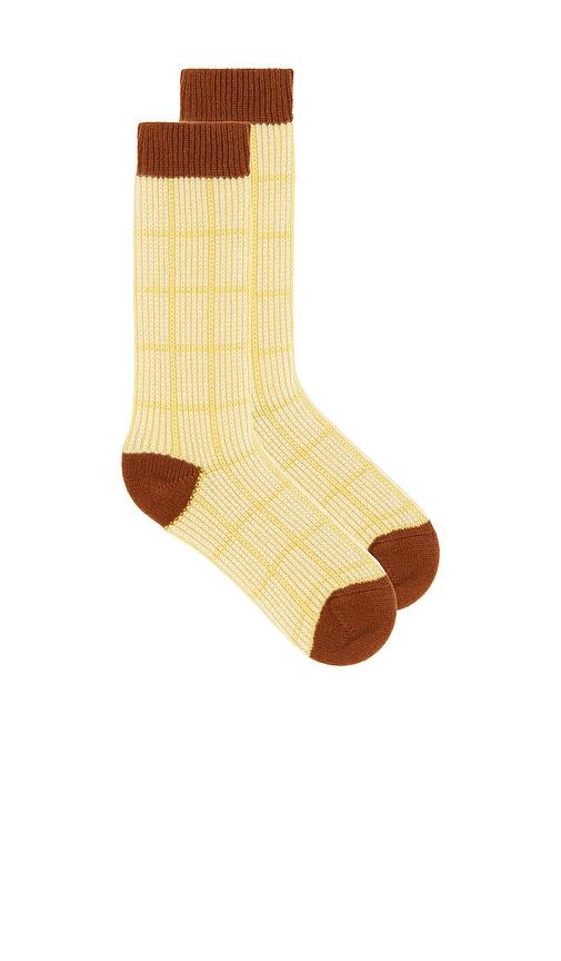 guest in residence the checker soft sock in yellow.