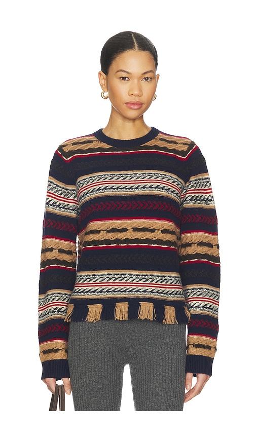 guest in residence western stripe crew sweater in blue. - size xl (also in xs)