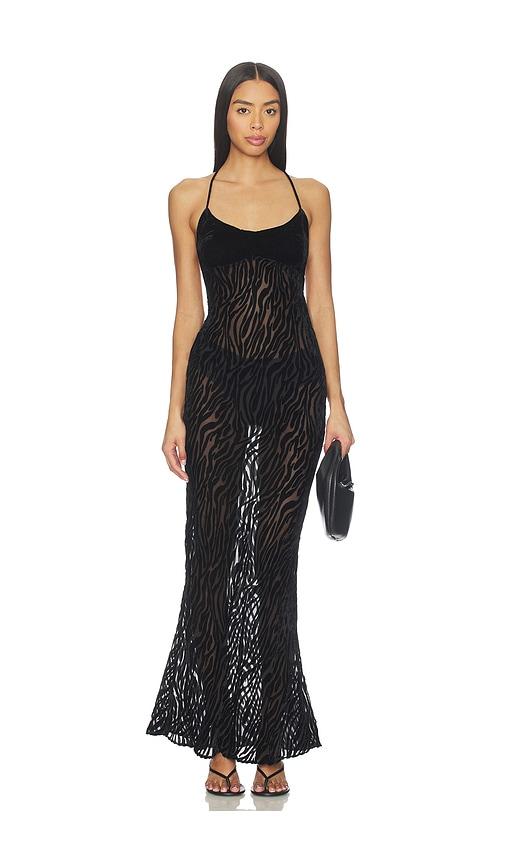 guizio burnout velvet maxi dress in black. - size m (also in s)