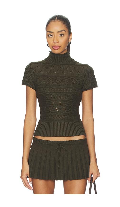 guizio cable knit turtleneck top in olive. - size m (also in xxs, xs, s, xl)