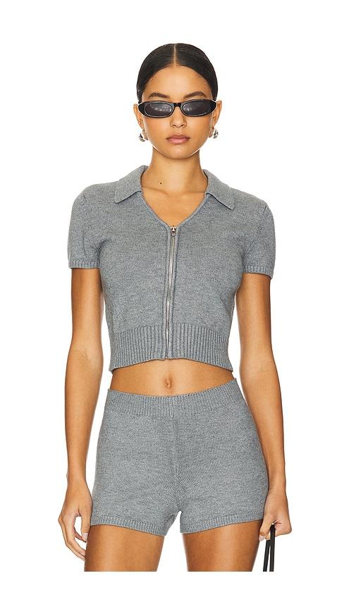 guizio calesia zip-up top in grey. - size l (also in xl)