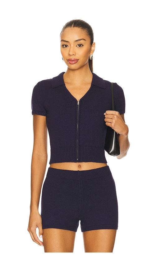 guizio calesia zip up top in navy. - size m (also in s)