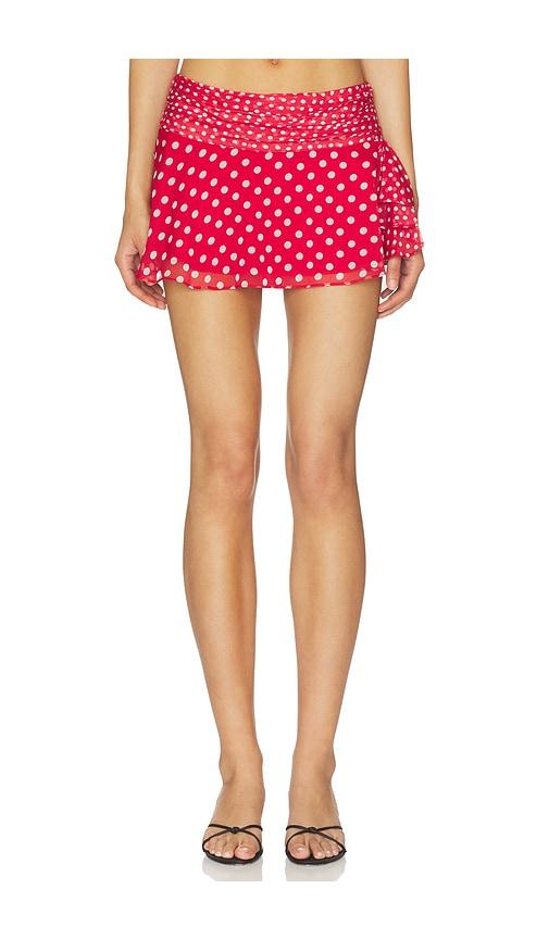 guizio chiffon slit mini skirt in red. - size m (also in xxs, xs, s)